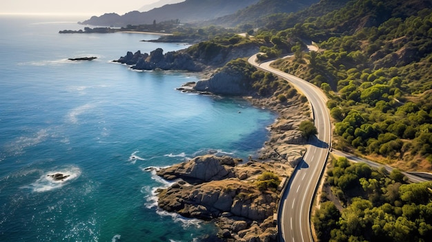 Beautiful panoramic view of coastline road