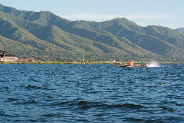 A beautiful panoramic view of Inle Lake in Myanmar