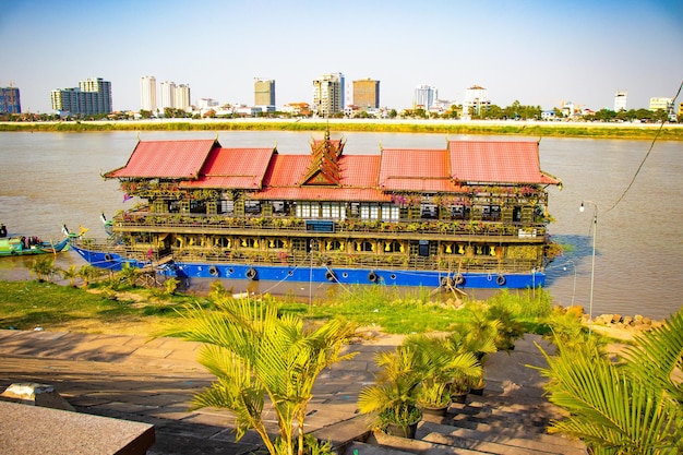 A beautiful panoramic view of Phnom Penh city in Cambodia