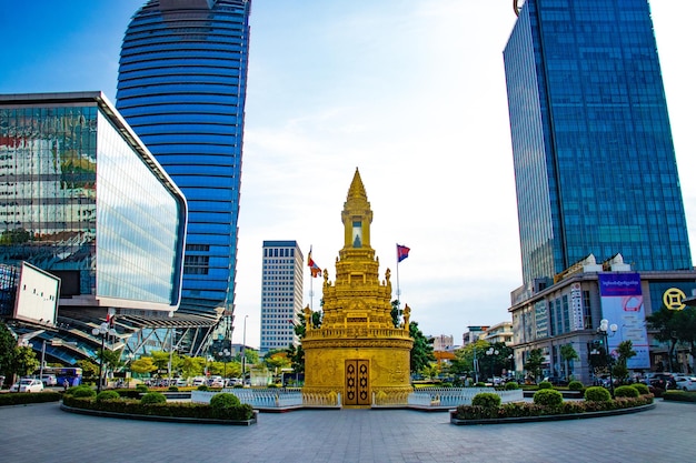 Photo a beautiful panoramic view of phnom penh city cambodia