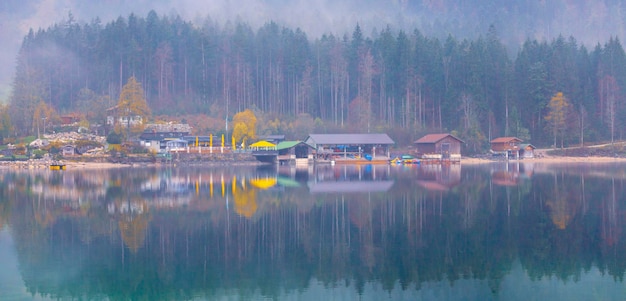 A beautiful panoramic view of the popular Alpsee lake