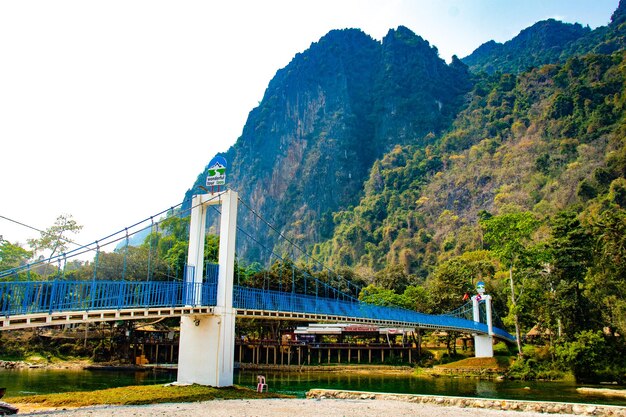 A beautiful panoramic view of Vang Vieng city located in Laos