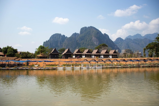 A beautiful panoramic view of Vang Vieng in Laos