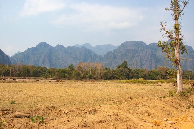 A beautiful panoramic view of Vang Vieng in Laos