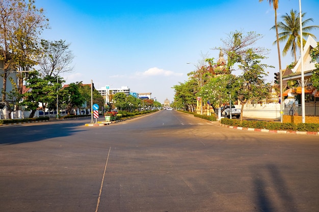 A beautiful panoramic view of Vientiane city in Laos