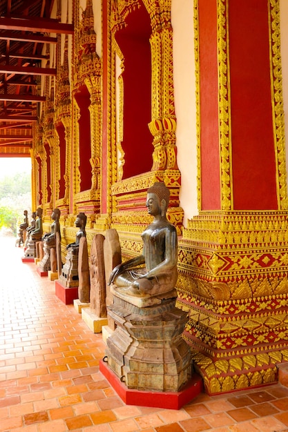 A beautiful panoramic view of Wat Phra Kaew temple located in Vientiane Laos