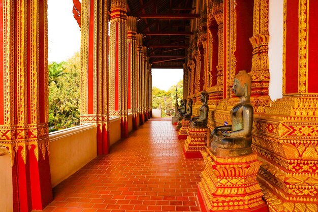 A beautiful panoramic view of Wat Phra Kaew temple located in Vientiane Laos