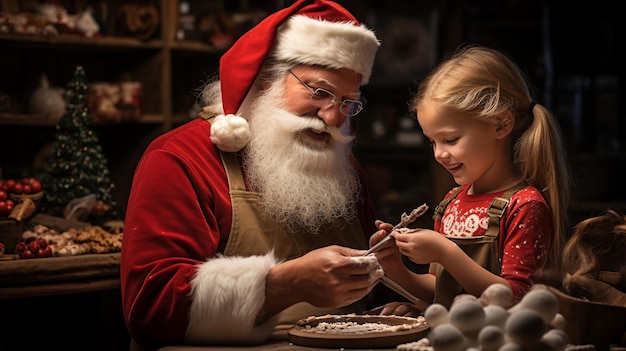 Beautiful papa noel workshop children at play