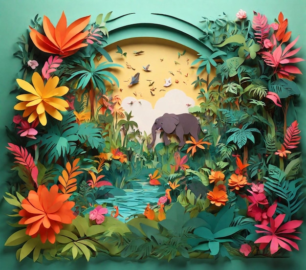 Beautiful paper art animals off wildlife day Ai generated