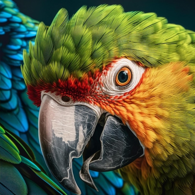 A beautiful parrot head