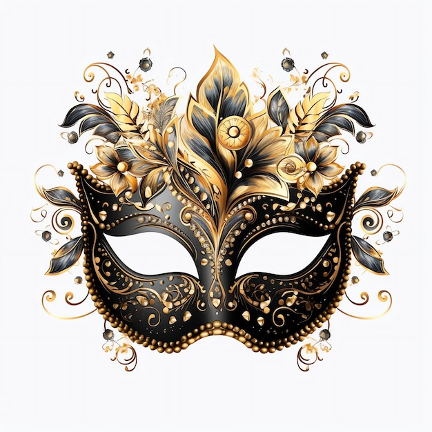 Photo beautiful party mask watercolor for celebration new year clipart illustration