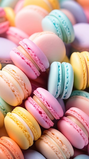 Beautiful Pastel Colorful Cream filled French Macrons