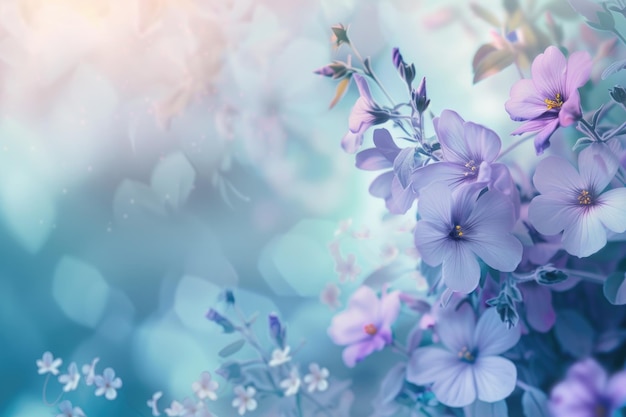 Beautiful pastel floral border beautiful blurred background shallow depth of field