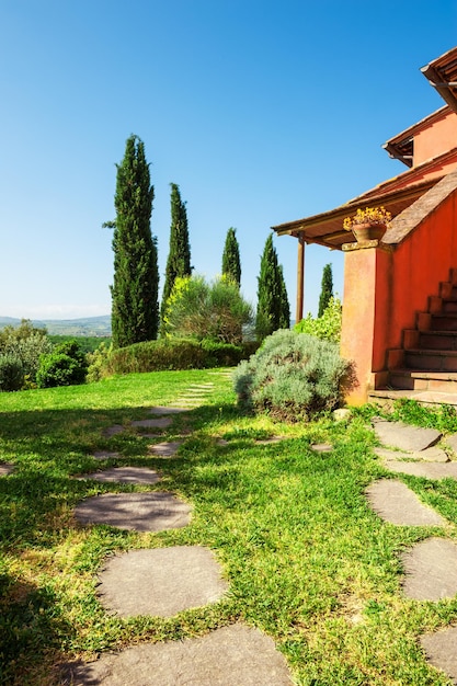 Beautiful patio of the country house. Tuscany, Italy