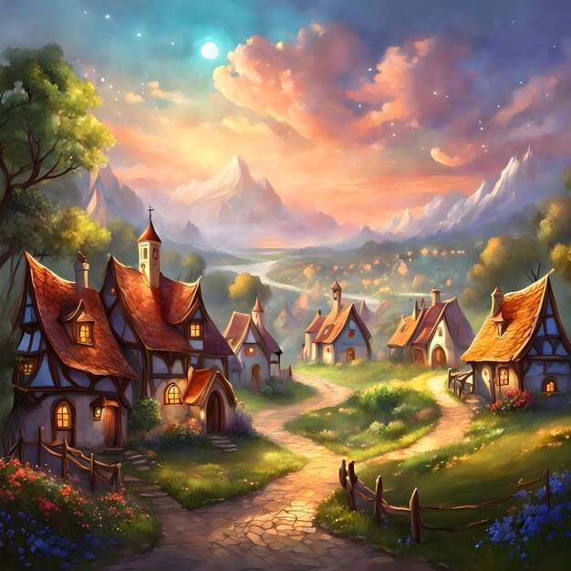 Photo a beautiful peaceful cozy village