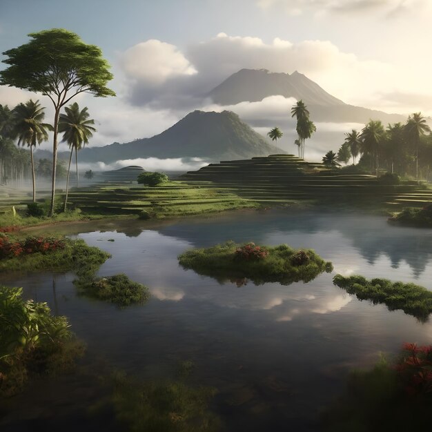 Foto un paesaggio bellissimo e tranquillo dell'indonesia 8k dettagli