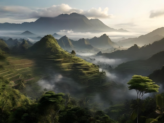 Foto un paesaggio bellissimo e tranquillo dell'indonesia