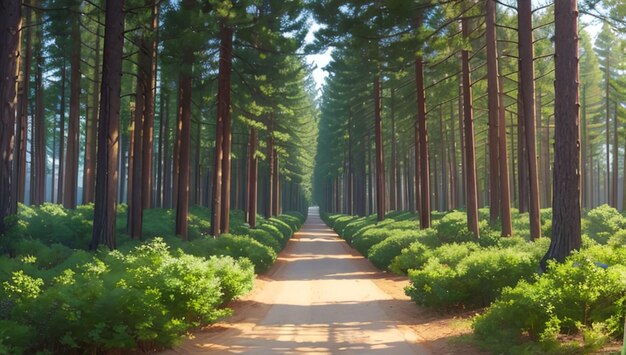 Beautiful and peaceful pine forest landscape for wallpaper