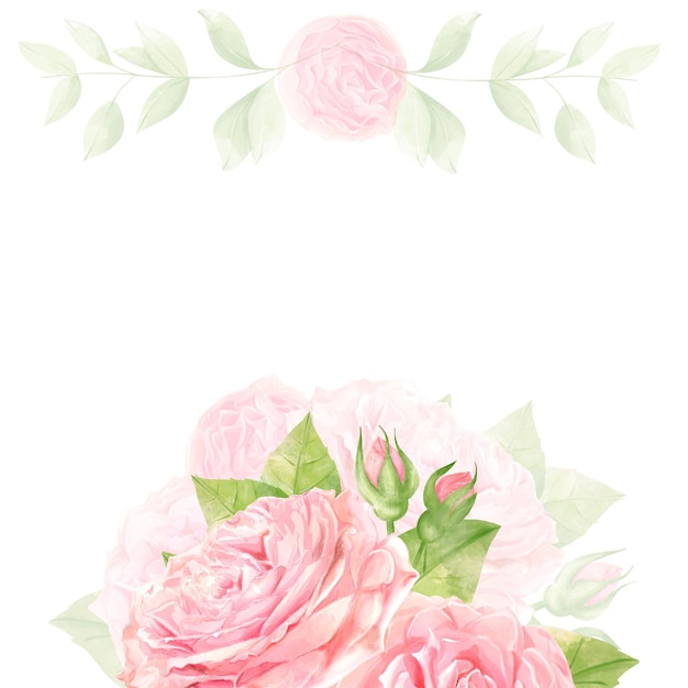 Фото Красивые персиковые цветы и листья дизайн шаблона свадебного приглашения