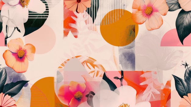 Beautiful peach fuzz geometric floral backdrop