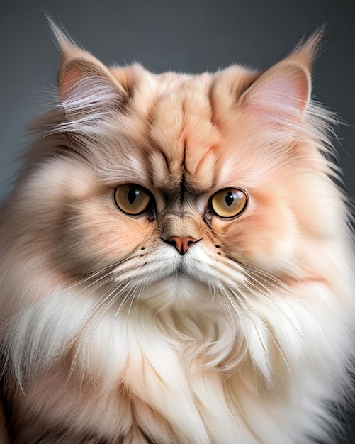 beautiful peachcolored Persian cat on a dark background closeup