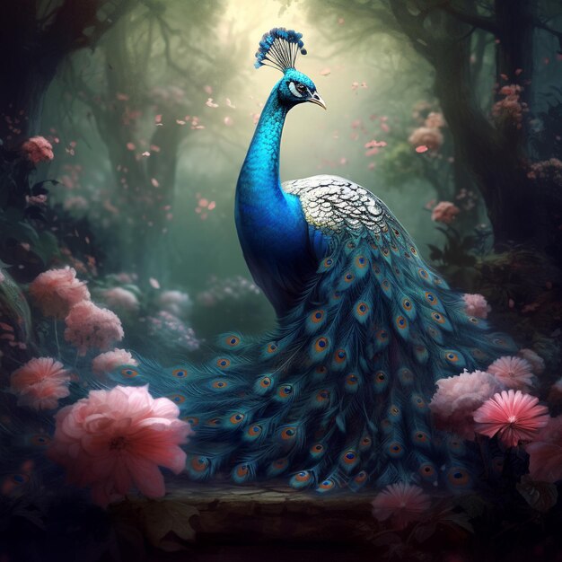 Photo a beautiful peacock bird