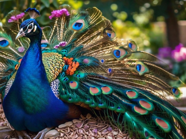 A beautiful peacock displaying its vibrant feathers peacock background images