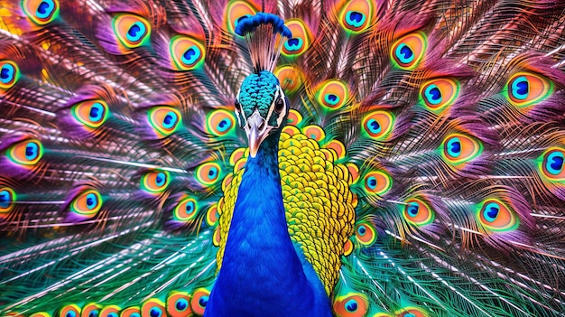 A beautiful peacock flaunting its colorful feathers AI generated