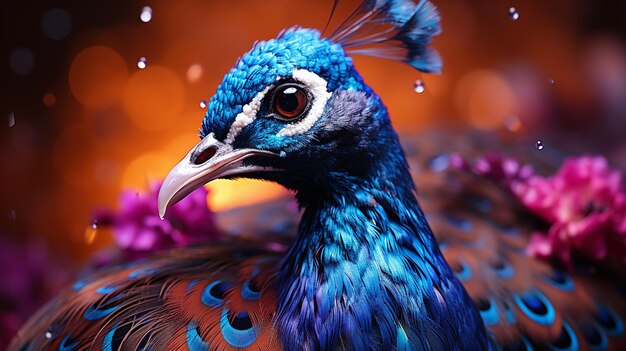 beautiful peacock with feathers