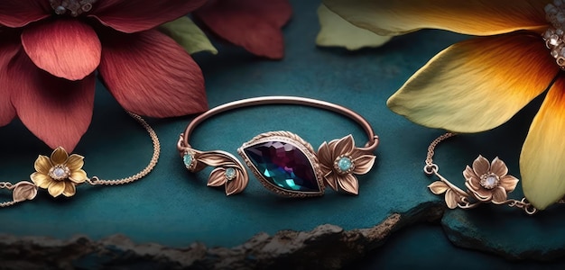 beautiful pendant jewelry showcase photography with shiny crystal generative ai