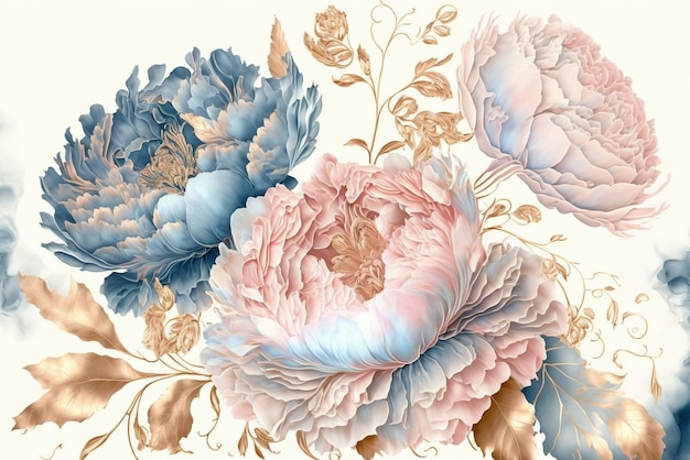 Beautiful peonies abstract floral design for prints postcards or wallpaperxA