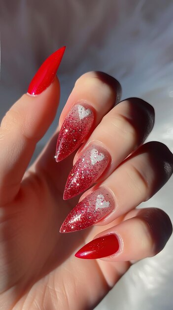 Beautiful perfect fingers perfect long nails with beautiful manicure for Valentines day