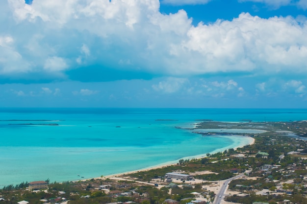 Beautiful perfect view of exotic islands from aircraft