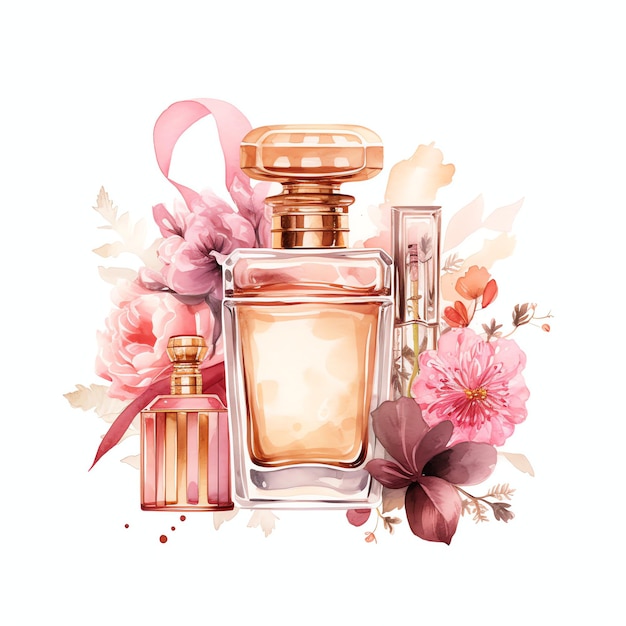 beautiful perfume in a boho style clipart illustration