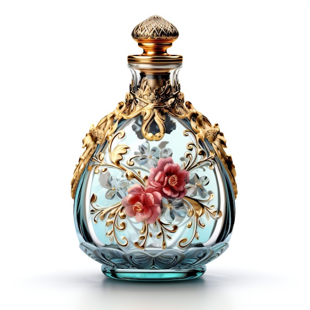 Beautiful perfume bottle isolated on white background