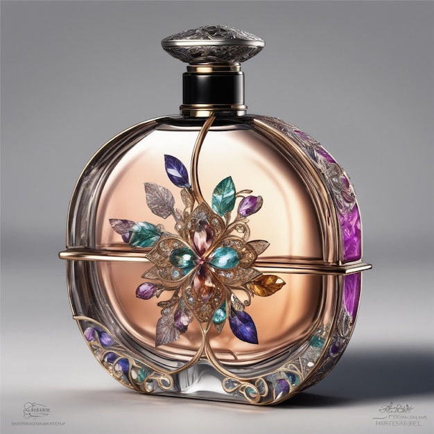 A beautiful perfume bottle with water on it with a dark deluxe box presented in a dark environment