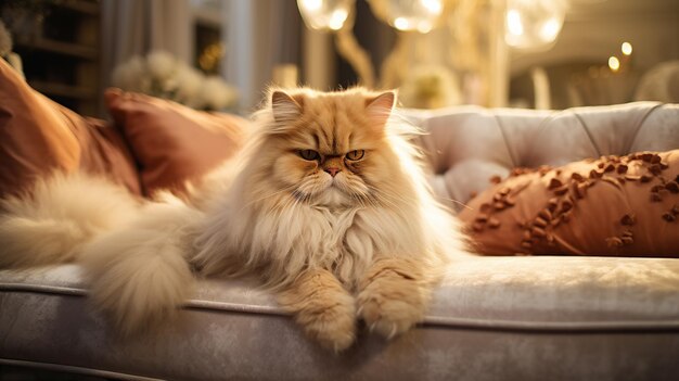 beautiful persian cat is in the cat room