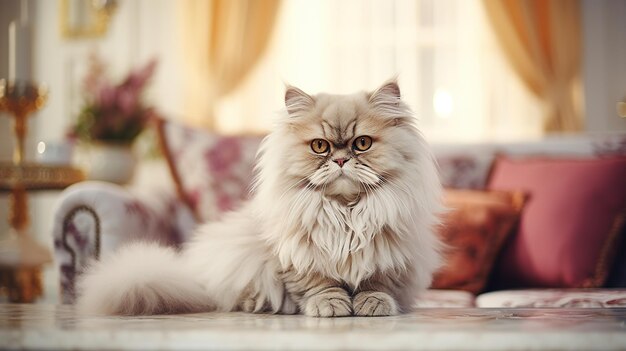 beautiful persian cat is in the cat room