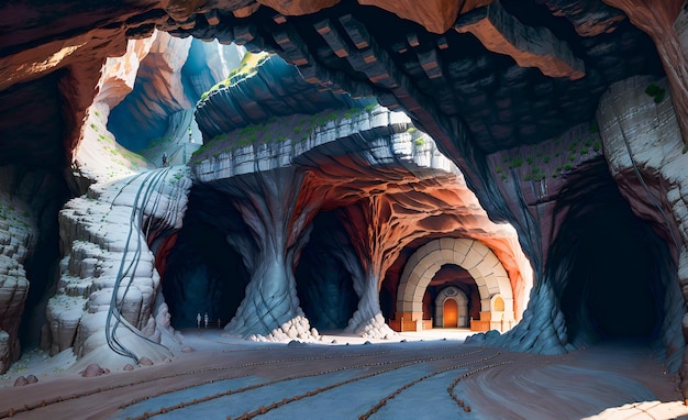 A Beautiful Perspective into the Glow of Caves Mysteries of the Underground Fantasy world High Quality Generative AI Post Processed