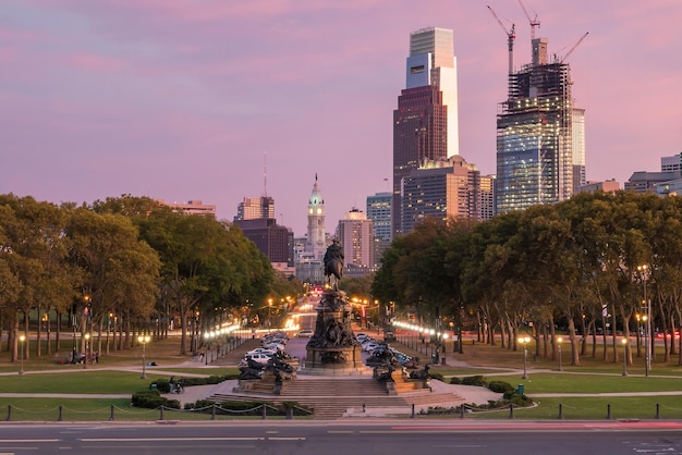 Beautiful Philadelphia skyline at sunset