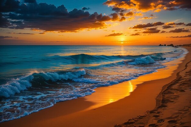 Beautiful photo of the beach at sunset