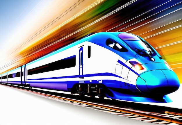 Foto bella foto della sfocatura di movimento del treno pendolare moderno ad alta velocità