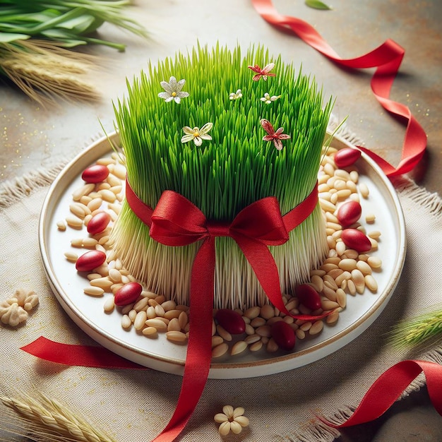 Foto una bellissima foto del modello di celebrazione di nowruz generata da ai