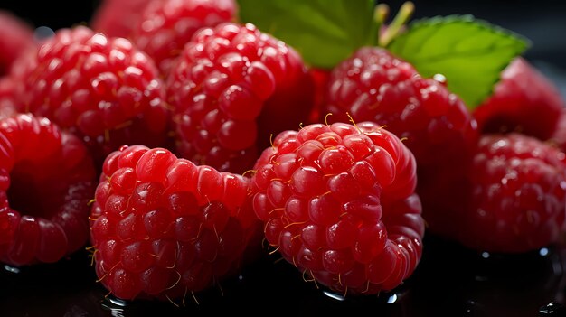 Photo beautiful photo of raspberry background beige real style