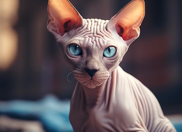 아름다운 사진 Sphynx 고양이 개념 현대 자연 및 분위기 사회적 배경 Generative AI