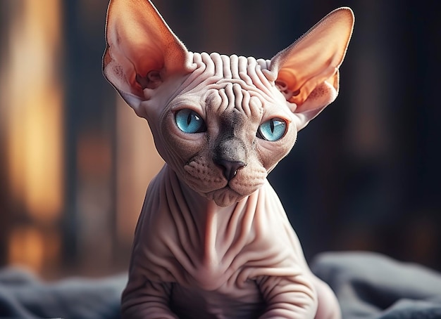 Beautiful photo Sphynx cat concept contemporary natural and mood social background Generative AI