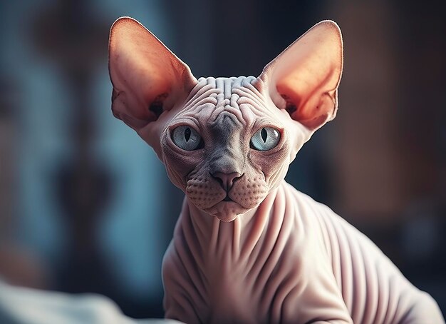 Beautiful photo Sphynx cat concept contemporary natural and mood social background Generative AI