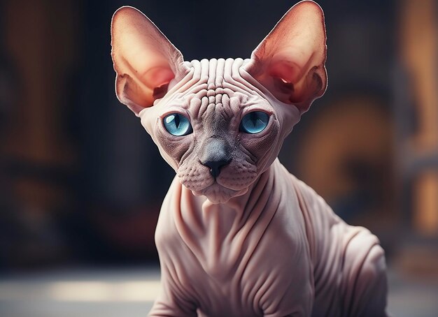 Photo beautiful photo sphynx cat concept contemporary natural and mood social background generative ai