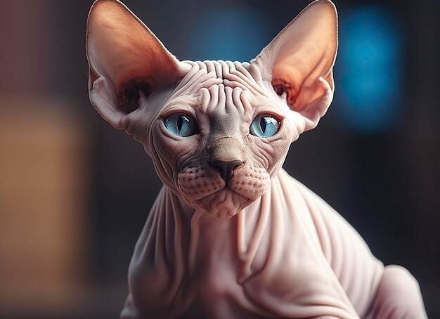 Photo beautiful photo sphynx cat concept contemporary natural and mood social background generative ai