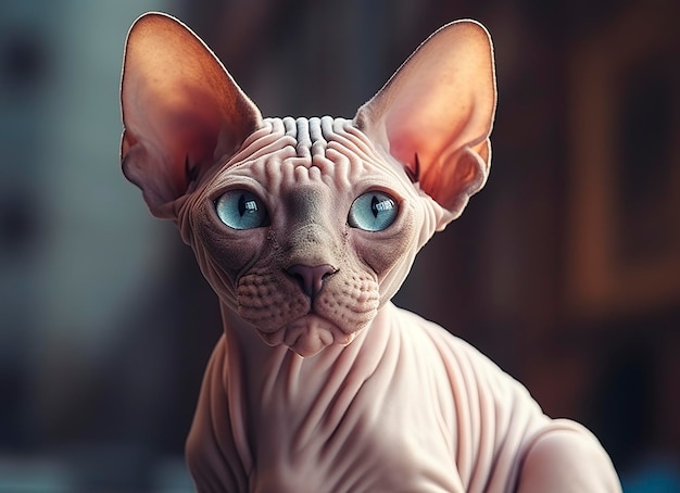 Beautiful photo Sphynx cat concept contemporary natural and mood social background Generative AI